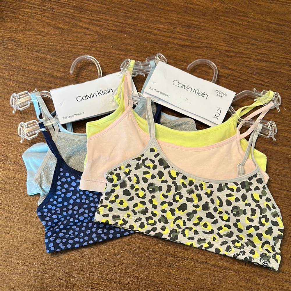 🎀 Calvin Klein Girls Bralette Bundle 2x 3-Pack Size S 6/6X NWT